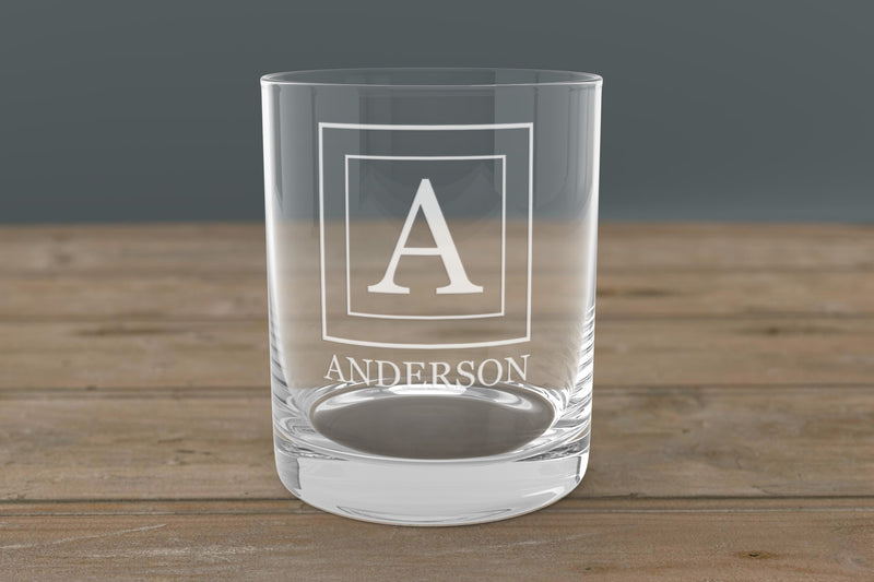 Monogrammed Whiskey Glass – laser engraved Rocks Glass with Pre-Set Designs | Gift for Whiskey & Bourbon Lovers