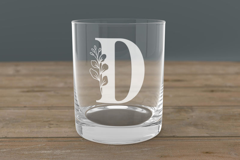 Monogrammed Whiskey Glass – laser engraved Rocks Glass with Pre-Set Designs | Gift for Whiskey & Bourbon Lovers