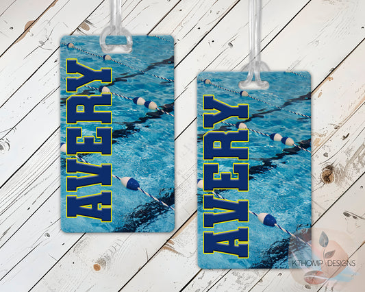 Personalized Swim Bag Tag with Name and Colors