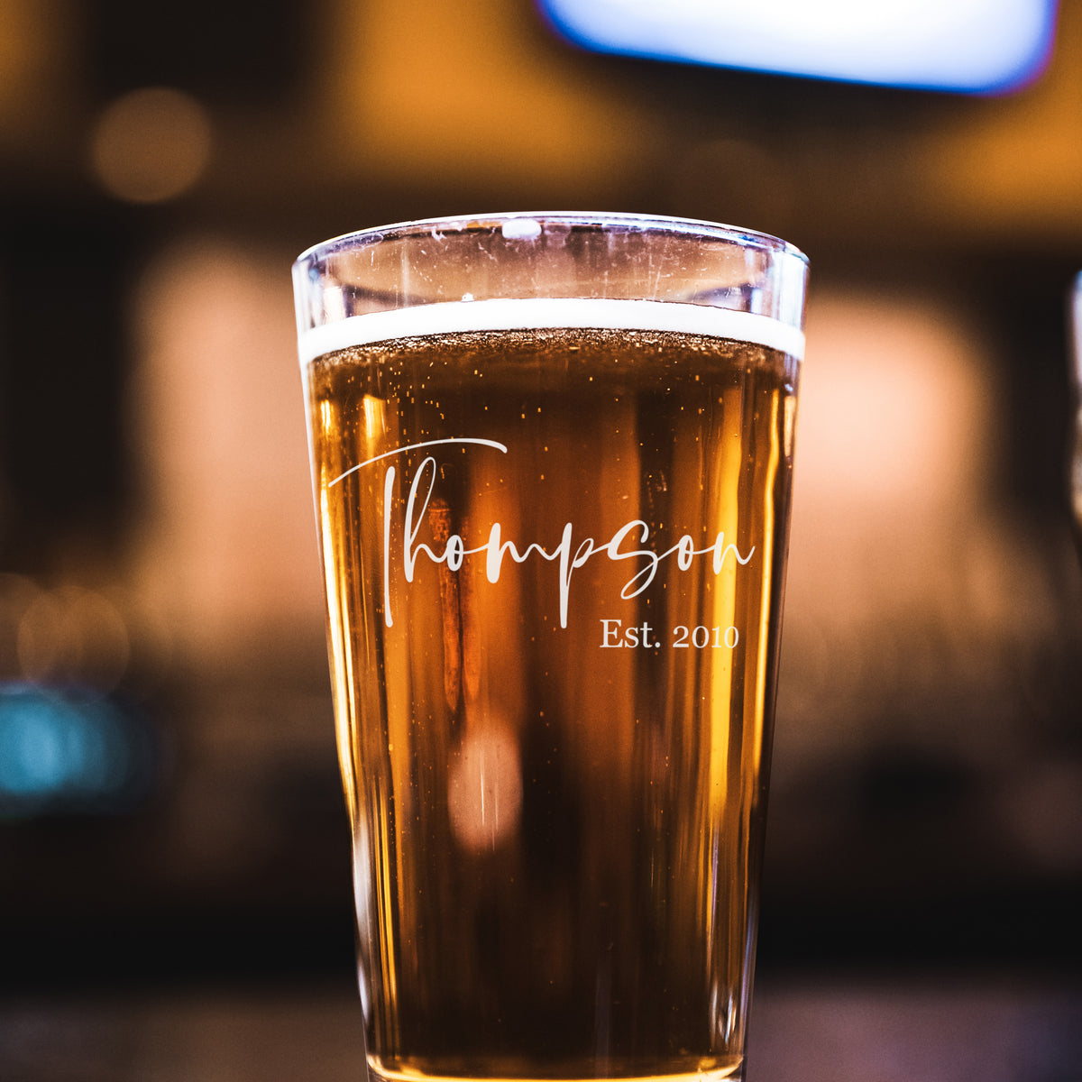 Monogrammed Pint Glass – laser engraved Beer Glass with Pre-Designed Graphics | 16oz Gift for Drink Lovers