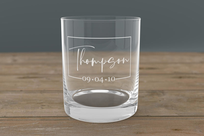 Monogrammed Whiskey Glass – laser engraved Rocks Glass with Pre-Set Designs | Gift for Whiskey & Bourbon Lovers