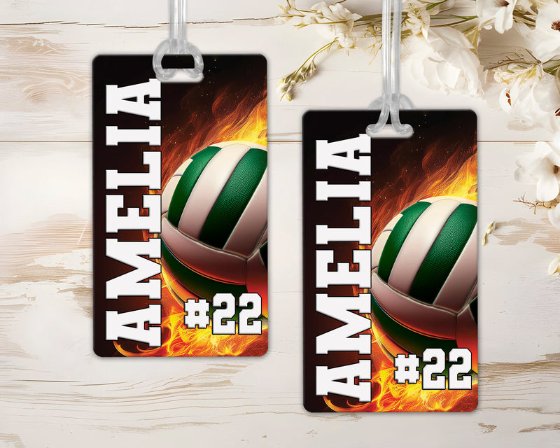 Personalized Volleyball Bag Tag with Name and Number