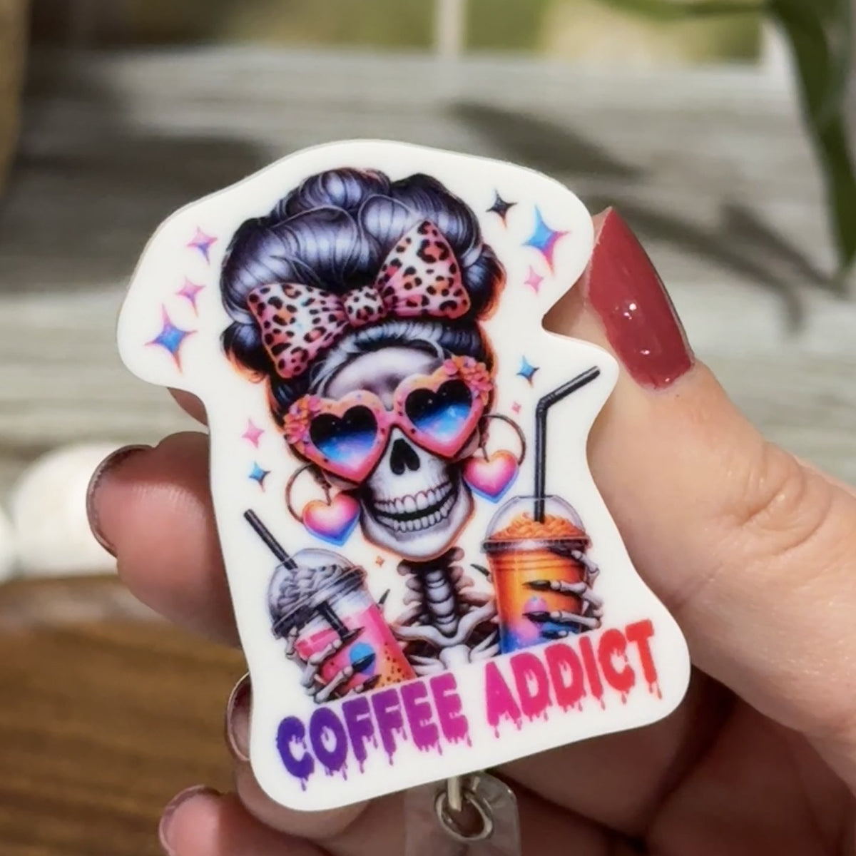 Coffee Addict Retractable Badge Reel